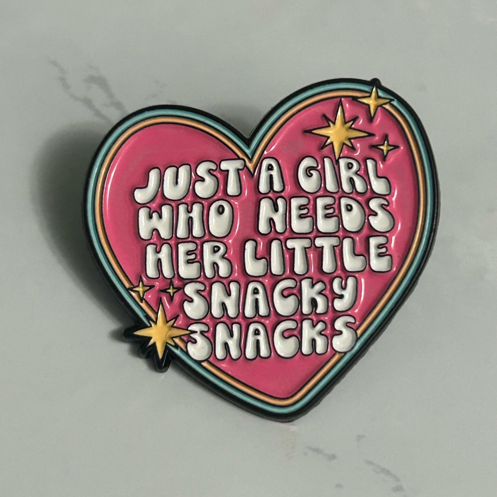 Pink Heart Snacky Snacks Enamel Pin